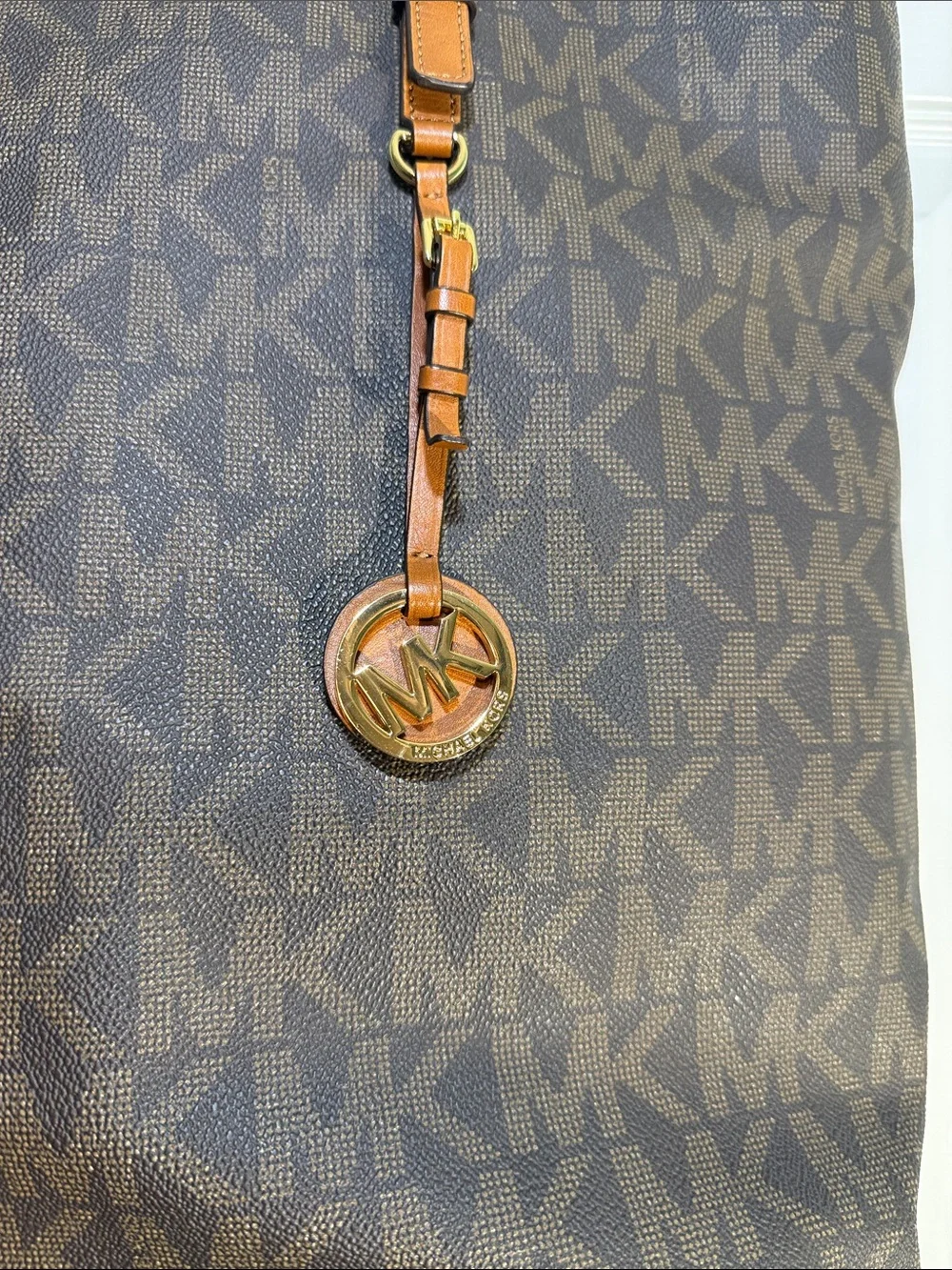 Michael Kors Brown & Tan MK Logo Laptop Tote
